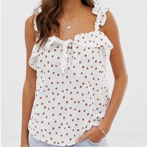 ASOS Design Ruffle Cami in Polka Dot